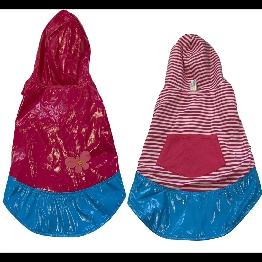 PINK Blue Reversible Dog Raincoat